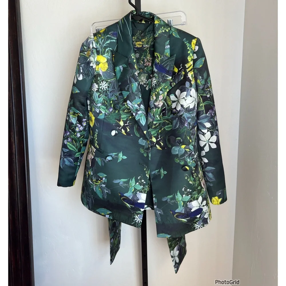Ted Baker 3 Piece Botanical Pant Blazer Top Set Ted Baker size 0 = 2 - Picture 2 of 5